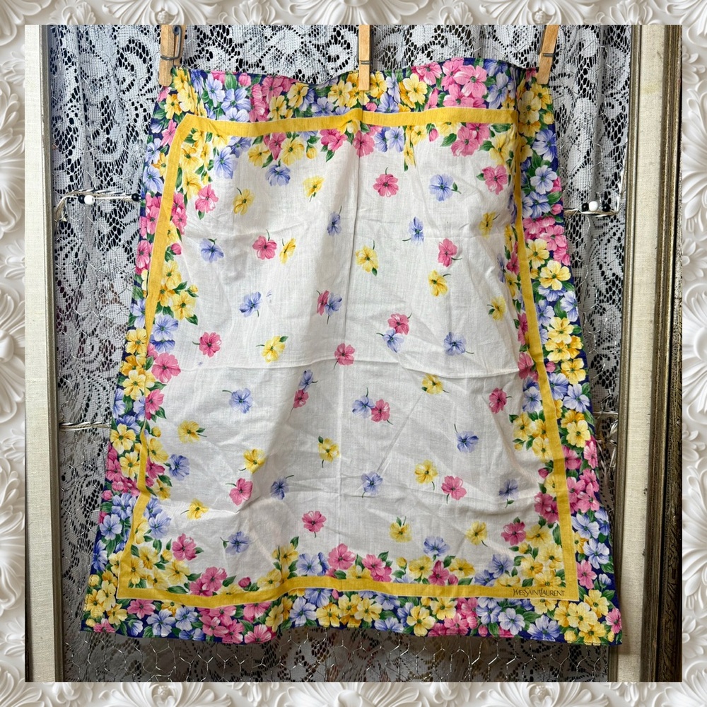 Yves Saint Laurent Floral Print with Yellow and Pink Handkerchief